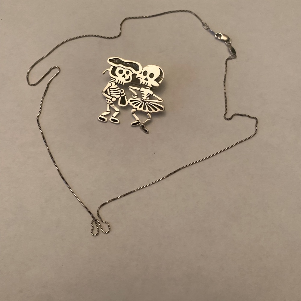 Roy Nilson matador skeleton day of the dead los muertos silver 925 pendant pin